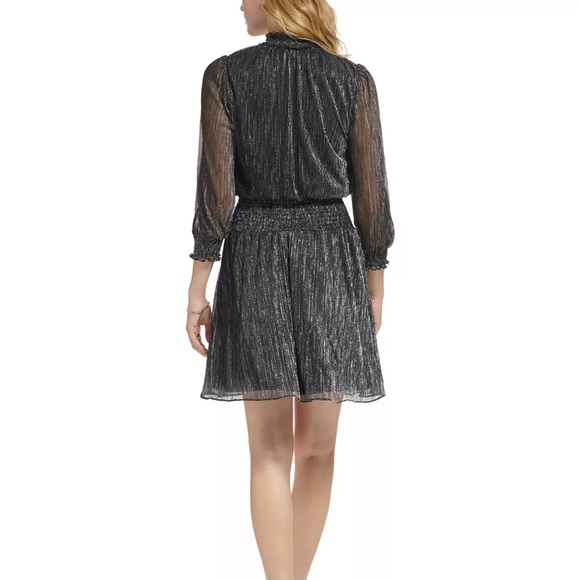 Karl Lagerfeld Paris Metallic Smocked-Waist A-Line Dress size 4 - Picture 2 of 8